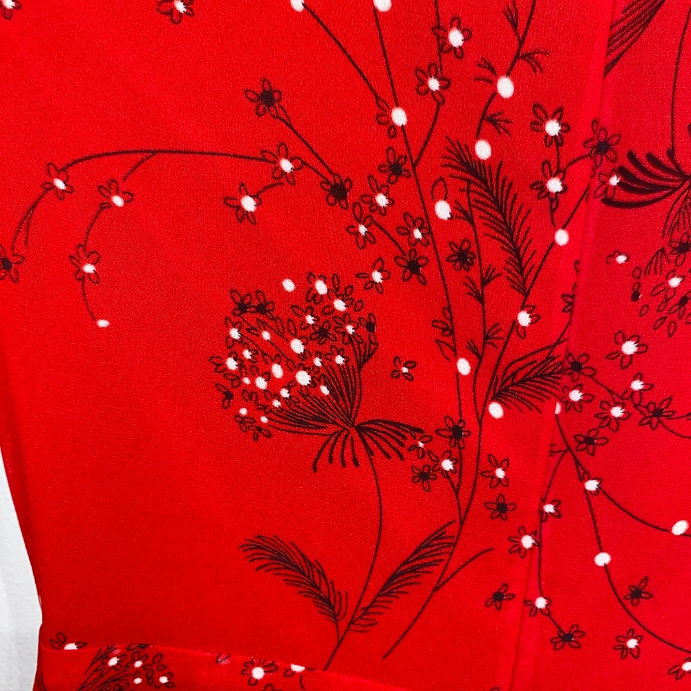 Madewell Red floral print, faux wrap style dress - Picture 4 of 6